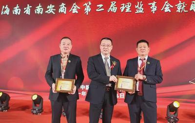 海南省南安商会换届,仑苍人蓝考资连任会长